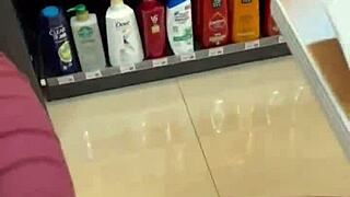 asian ladyboy shows her new thong in convenience store, feeling so sexy and confident