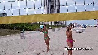 Sexy Teen Flashing at Beach, 'Come Join Our 4some!'