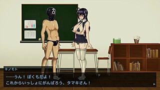 Pretty college lady has sex in breeding log hentai game