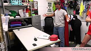 she tried to steal a devil costume but got caught by a strict female cop... now she’s gotta pay with some serious consequences