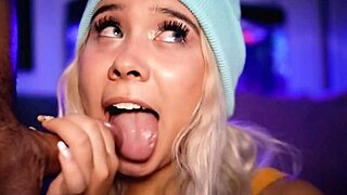 a cute college girl earns cash by sucking her boyfriend's cock on live stream. her small tits bounce with every move.