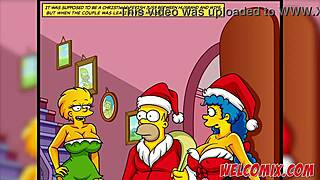 Christmas hentai surprise: giving his wife as a gift to beggars in simptoons simpsons.