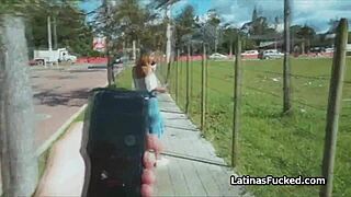 Super cute Latina amateur sucks cock in her first casting interview.