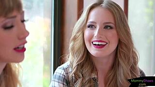 Blindfolded Stepmom Licking Tight Babe Pussy