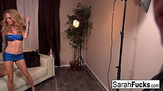 photographer turns it into hardcore 3-way cumshot with milf sarah's big tits