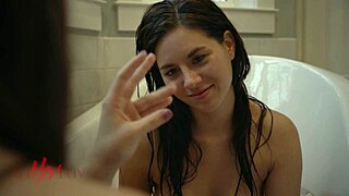 Calamity Tribs Brunette Asian Lesbian in Pool with Oral and Feet Play