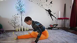 yoga lesson 345 with cute wife in femdom style, natural tits and big ass focus