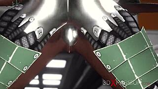 Sci-Fi Base Camp Android Drills Sexy Ebony