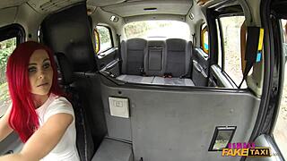 Female Fake Taxi - Lesbian Driver Seduces Straight Young Norwegian Brunette with Natural Big Tits for Intense Pussy Eating Orgasms and Mutual Masturbation on Back Seat