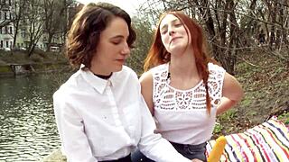 Ersties amateur lesbians share double dildo in wild sex