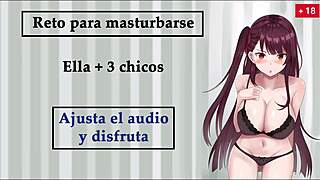 She challenges you to jerk off with three guys in Spanish.