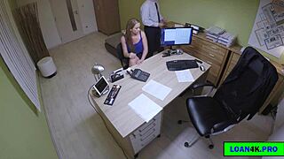 Young babe solves debt with tight pussy sex.