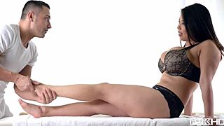 Busty bombshell Tigerr Benson gets her pierced pussy drilled by skilled masseur.