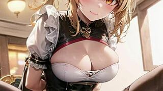 3D animated AI wife has sex with another man while masturbating