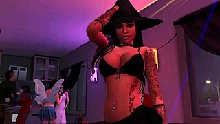 Jozie Dark Teases in Halloween Sims 4 Porn Video