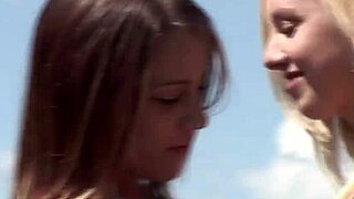 Hot lesbians Meghan and Lola fuck outdoors 🔥