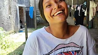 neighbor's open patio door reveals her ass, then i fill it with semen