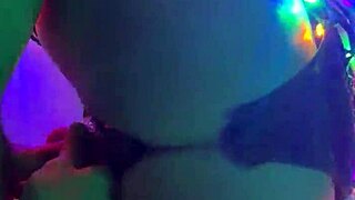 Whoa, can you handle this reverse cowgirl in fishnets riding hard?