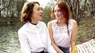 Ersties amateur lesbians share double dildo in wild sex