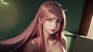 Zero Two, the cybernetic witch, in a hot hentai scene.