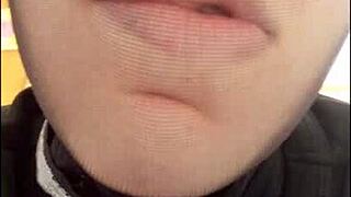 I have a rather pig-like appearance with stockings on my face in this video.
