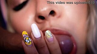 The pretty face girl performs oral close to the camera in this intimate scene