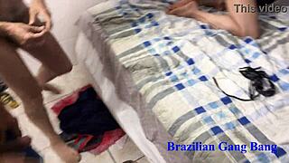 Young latina fights boyfriend, hits bar, calls four men for gangbang fun 😈