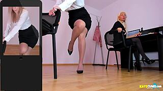 Office Slut MASTURBATES and SQUIRTS with Blonde Secretary in Hidden Cam