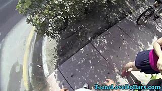 Wow, that teen 18+ager gets jizzed for cash in outdoor hardcore!