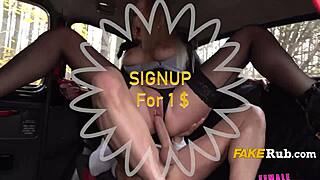 milf taxi driver seduces rider in backseat, making him forget his wife completely.