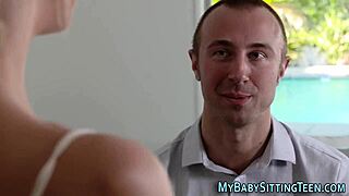 Babysitter Gets Massive Cumshot After Wild Handjob Session!