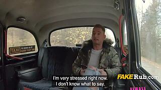 milf taxi driver seduces rider in backseat, making him forget his wife completely.