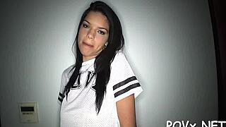 Sexy teen in a nasty POV contest, competing hard in this hardcore game