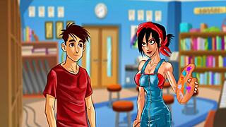 3D animated hentai with hot Latina babe on university campus