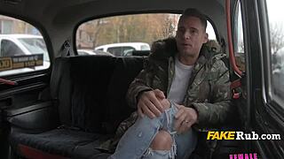 milf taxi driver seduces rider in backseat, making him forget his wife completely.