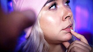 The pretty face girl performs oral close to the camera in this intimate scene