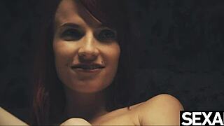 Lesbian redhead ignites girlfriend's big natural tits with sucking passion