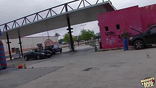 Since she couldn’t pay for car repairs, the brunette banged the handyman outdoors