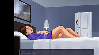3D animated game with mature themes: Stepson’s secret masturbation session with busty stepmother