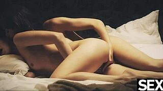 Lesbian redhead ignites girlfriend's big natural tits with sucking passion