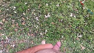 Dirty Talking Outdoors Before Cumming Hard Naked Under the Open Sky