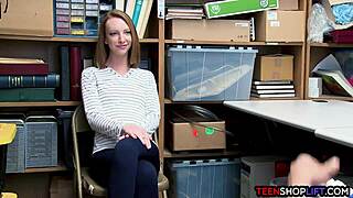 Redhead teen shoplifter nabbed by mall cop while sneaking around hairy and petite.