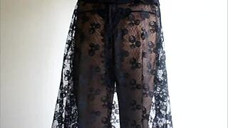 Sexy brunette shines in sheer pantyhose