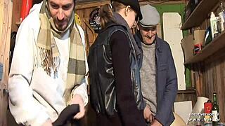 horny french blonde gets hard anal and facial in wild 3some with papy