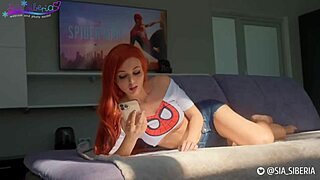 Intense spider-man blowjob at home