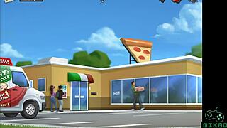 Summertime Saga episode 14: The first kiss with Debbie and Diane in the milk stand scene.