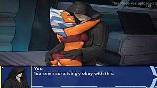 Star wars orange trainer gives blowjob to master in cosplay slut role