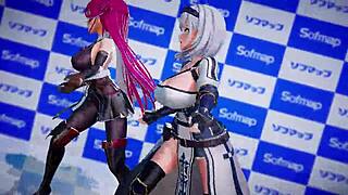 I-I fucked Houshou Marine and Shirokane Noel in pink cat MMD