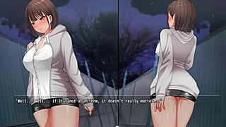 teen hentai girl walks naked at night and touches herself by doors