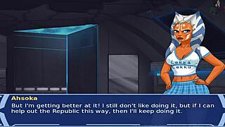 Star wars orange trainer gives blowjob to master in cosplay slut role